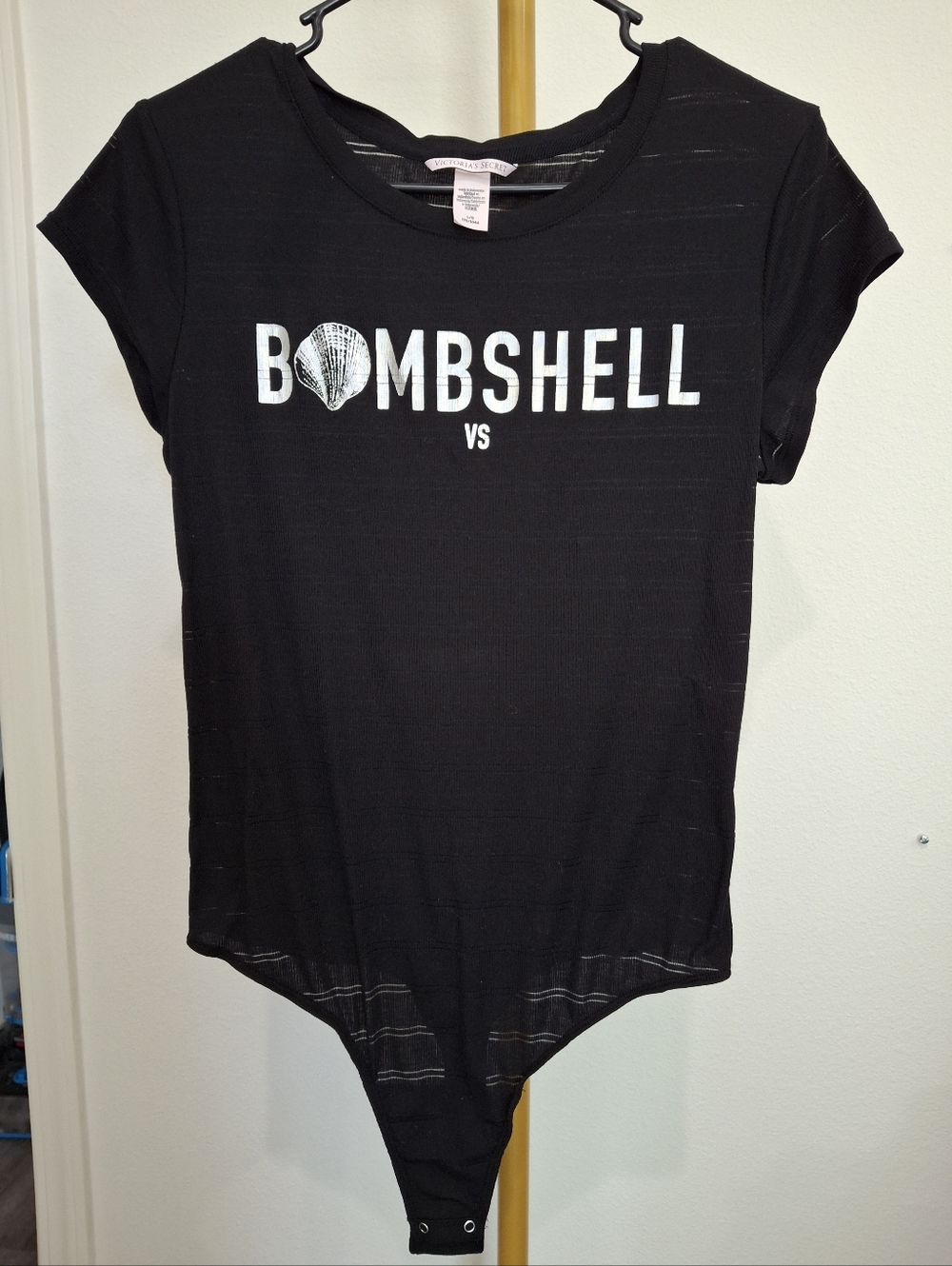 Victoria's Secret Women Onepiece Black 'Bombshell' Graphic Bodysuit Size L